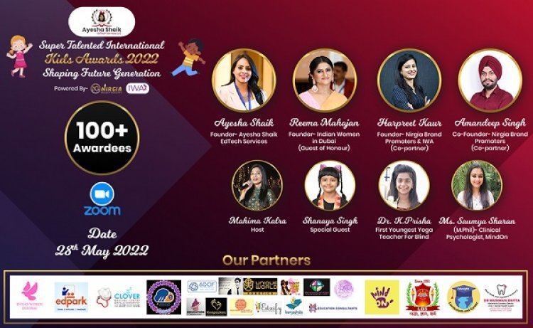 Ayesha Shaik successfully hosts Super Talented International Kids Virtual Awards 2022 – Season 1 to honor Talented Children globally