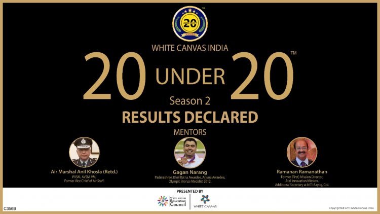 India Top 20 under 20 Season 2 Winners announced by White Canvas India