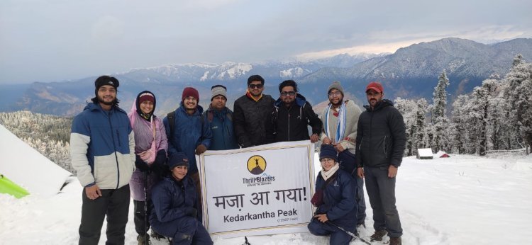 6 Youths of Thrill Blazers Travel Company visited Kedarkantha at Govind Wildlife Sanctuary