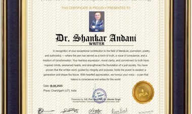 Dr. Shankar Andani Receives Prestigious International Pen of Conscience Award – 2025: A Torchbearer of Truth, Service, and Social Impact